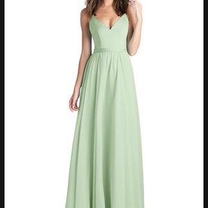 Kevins Bridal V-Neck Long Bridesmaid Dress in Sage